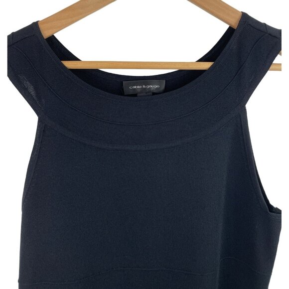 Cable & Gauge Womens Size Medium Black Sleeveless Ribbed Knit Top - Picture 3 of 7